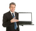 Business man presenting laptopn