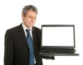 Business man presenting laptopn