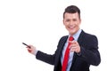 Business man presenting and pointing Royalty Free Stock Photo