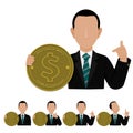 Business man is presenting the USD Coin.For business concept as investor or currency trader