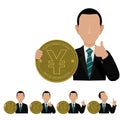 Business man is presenting the Yuan Coin.For business concept as investor or currency trader