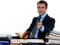 Business man professor teacher beckoning pointing Royalty Free Stock Photo