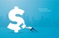 Business man putting the puzzle Dollar icon together vector illustration EPS10