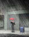 Business Man Rain City Street Royalty Free Stock Photo