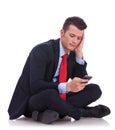 Business man is reading a text message Royalty Free Stock Photo