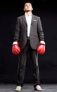 Business man ready to fight with boxing gloves - isolated Royalty Free Stock Photo
