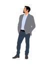 Business man standing in relaxing pose vector.