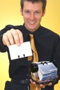 Business Man and Rolodex Royalty Free Stock Photo