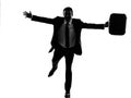 Business man running happy arms outstretched silhouette Royalty Free Stock Photo