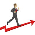 Business man running up a success arrow. Business growth concept. Royalty Free Stock Photo