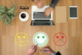 business man select happy :) :l :( business man select happy on Royalty Free Stock Photo