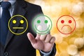 Business man select happy on satisfaction evaluation? Royalty Free Stock Photo