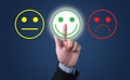 Business man select happy on satisfaction evaluation?