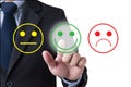 Business man select happy on satisfaction evaluation?