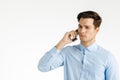 Business man serious talking on phone Royalty Free Stock Photo