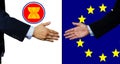 A business man shake each other hand, AEC and EU