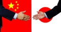 A business man shake each other hand, China and Japan Royalty Free Stock Photo