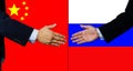 A business man shake each other hand, China and Russia Royalty Free Stock Photo