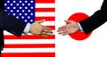 A business man shake each other hand, USA and Japan Royalty Free Stock Photo