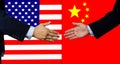 A business man shake each other hand,USA and China Royalty Free Stock Photo