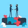 Business Man Shake Hand Puzzle Background Agreement Concept