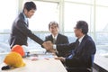 Business man shaking hand after successful project solution plan