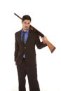 Business man shotgun shoulder