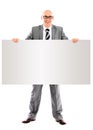 Business man showing blank signboard Royalty Free Stock Photo