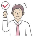 Business man showing placards illustration  checkmark Royalty Free Stock Photo