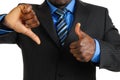 Business man showing thumbs up and thumbs down Royalty Free Stock Photo