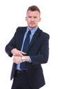 Business man shows you the watch Royalty Free Stock Photo