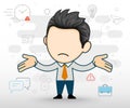 Business man shrugs and spreads his hands Royalty Free Stock Photo