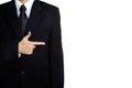 Business man sign space Pointing isolated Royalty Free Stock Photo