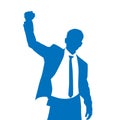 Business Man Silhouette Excited Hold Hands Up Royalty Free Stock Photo