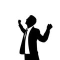Business Man Silhouette Excited Hold Hands Up Royalty Free Stock Photo