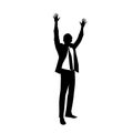 Business Man Silhouette Excited Hold Hands Up Royalty Free Stock Photo