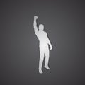Business Man Silhouette Excited Hold Hands Up Raised Arms, Concept Winner Success Royalty Free Stock Photo
