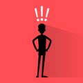 Business man silhouette with exclamation mark Royalty Free Stock Photo