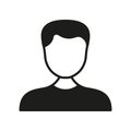 Business Man Silhouette Icon. Human Face Portrait Glyph Pictogram. Male Personal Profile Icon. Men User's Avatar
