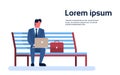 Business Man Sit On Park Bench Use Laptop Computer Royalty Free Stock Photo