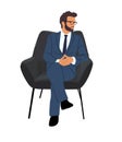 Business man sitting at office armchair vector. Royalty Free Stock Photo