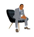 Business man sitting at office armchair vector. Royalty Free Stock Photo