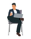 Business man sitting at office armchair vector. Royalty Free Stock Photo