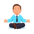 Business man sitting in the padmasana lotus pose