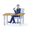 Business man sketching on workplace. Creative designer sitting and working