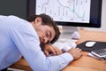 Business man, sleeping and accountant or tired at desk, professional and dream in workplace. Businessperson, nap and Royalty Free Stock Photo