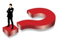 Business man standing on big red question mark Royalty Free Stock Photo