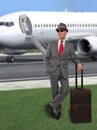 Business man standing by jet airplane Royalty Free Stock Photo