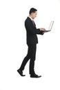 Business man standing working with laptop Royalty Free Stock Photo