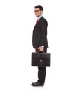 Business man stands and looks at you Royalty Free Stock Photo